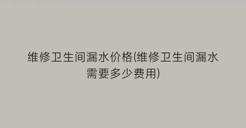 维修卫生间漏水价格(维修卫生间漏水需要多少费用)