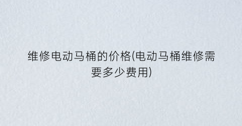 维修电动马桶的价格(电动马桶维修需要多少费用)
