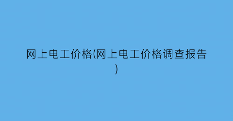 网上电工价格(网上电工价格调查报告)