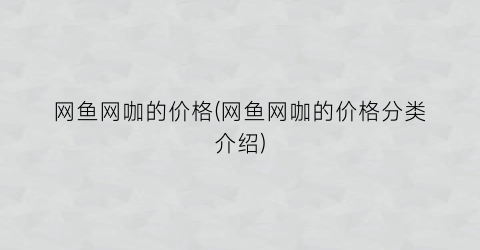 网鱼网咖的价格(网鱼网咖的价格分类介绍)