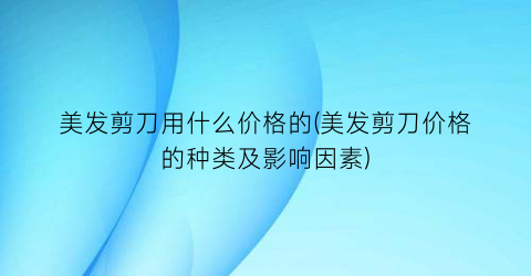 美发剪刀用什么价格的(美发剪刀价格的种类及影响因素)