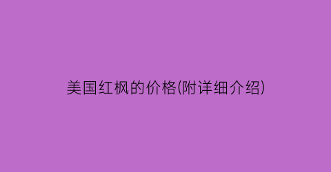 美国红枫的价格(附详细介绍)