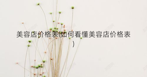 美容店价格表(如何看懂美容店价格表)