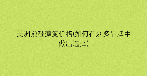 美洲熊硅藻泥价格(如何在众多品牌中做出选择)