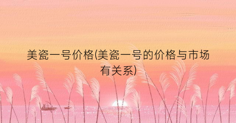 美瓷一号价格(美瓷一号的价格与市场有关系)