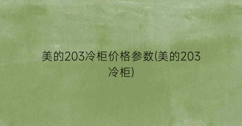 美的203冷柜价格参数(美的203冷柜)