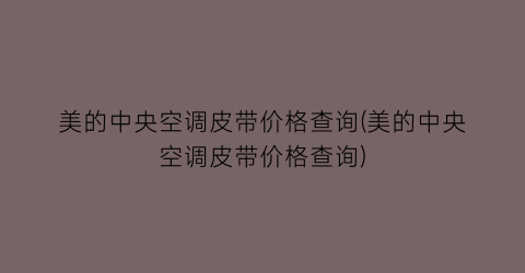 美的中央空调皮带价格查询(美的中央空调皮带价格查询)