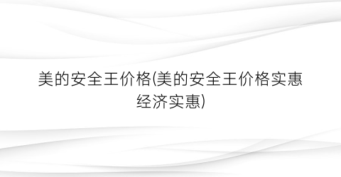 美的安全王价格(美的安全王价格实惠经济实惠)