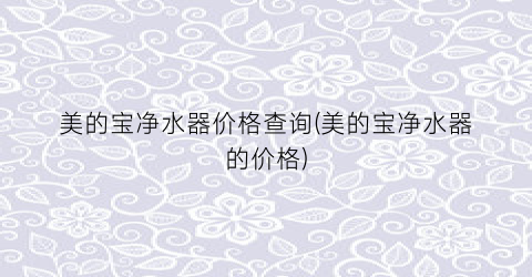 美的宝净水器价格查询(美的宝净水器的价格)