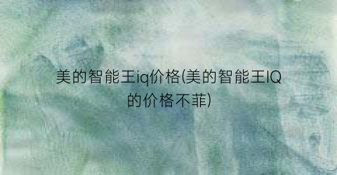 “美的智能王iq价格(美的智能王IQ的价格不菲)