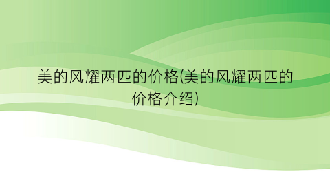 美的风耀两匹的价格(美的风耀两匹的价格介绍)