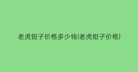 老虎钳子价格多少钱(老虎钳子价格)