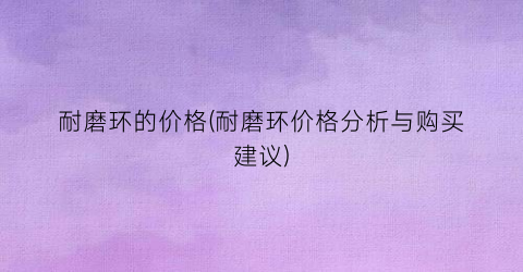 “耐磨环的价格(耐磨环价格分析与购买建议)