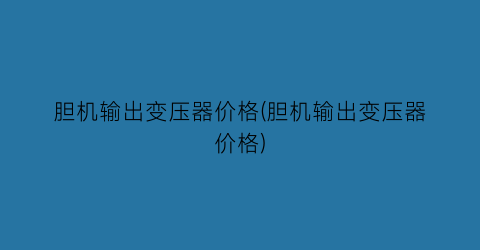 “胆机输出变压器价格(胆机输出变压器价格)
