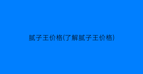 腻子王价格(了解腻子王价格)