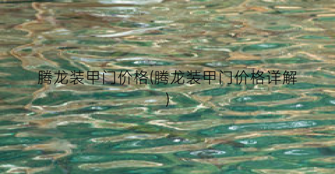 腾龙装甲门价格(腾龙装甲门价格详解)