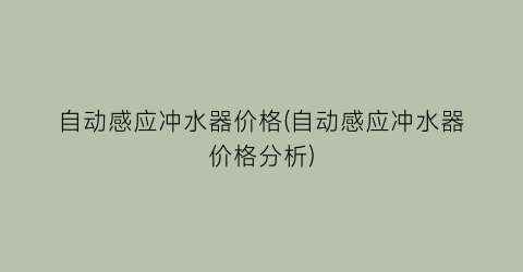 自动感应冲水器价格(自动感应冲水器价格分析)