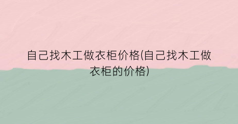 自己找木工做衣柜价格(自己找木工做衣柜的价格)