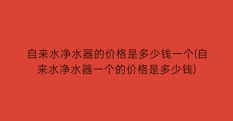 自来水净水器的价格是多少钱一个(自来水净水器一个的价格是多少钱)