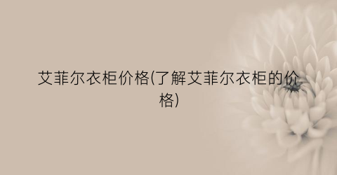 艾菲尔衣柜价格(了解艾菲尔衣柜的价格)