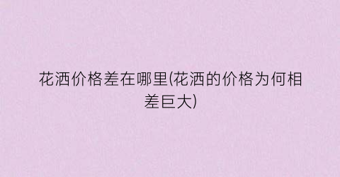 花洒价格差在哪里(花洒的价格为何相差巨大)