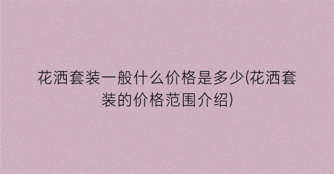 花洒套装一般什么价格是多少(花洒套装的价格范围介绍)