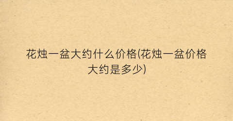花烛一盆大约什么价格(花烛一盆价格大约是多少)