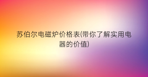 苏伯尔电磁炉价格表(带你了解实用电器的价值)