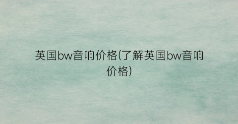 英国bw音响价格(了解英国bw音响价格)