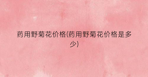 药用野菊花价格(药用野菊花价格是多少)