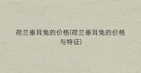 荷兰垂耳兔的价格(荷兰垂耳兔的价格与特征)
