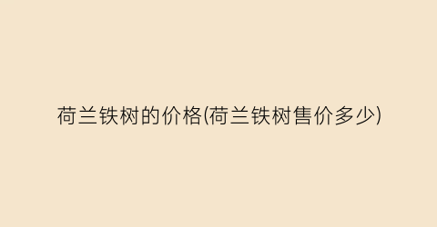 荷兰铁树的价格(荷兰铁树售价多少)