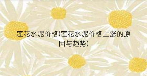 莲花水泥价格(莲花水泥价格上涨的原因与趋势)