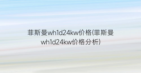 菲斯曼wh1d24kw价格(菲斯曼wh1d24kw价格分析)