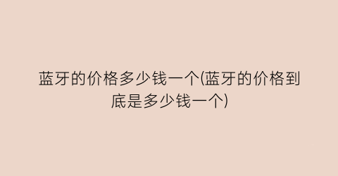 蓝牙的价格多少钱一个(蓝牙的价格到底是多少钱一个)