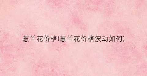 蕙兰花价格(蕙兰花价格波动如何)