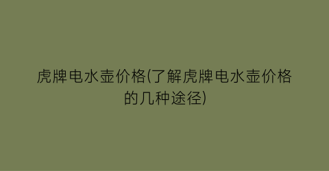 虎牌电水壶价格(了解虎牌电水壶价格的几种途径)