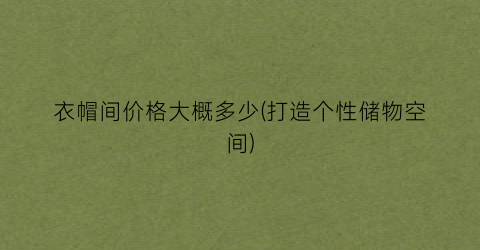 衣帽间价格大概多少(打造个性储物空间)