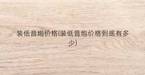 装低音炮价格(装低音炮价格到底有多少)