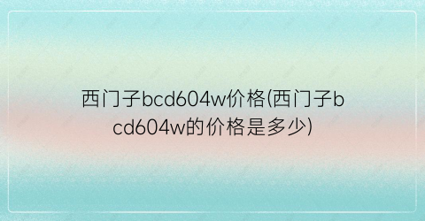 西门子bcd604w价格(西门子bcd604w的价格是多少)