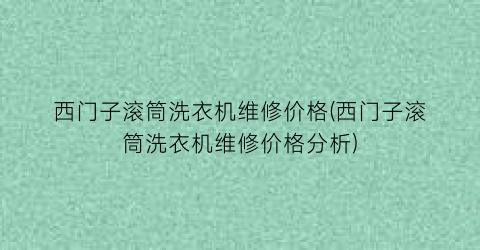 西门子滚筒洗衣机维修价格(西门子滚筒洗衣机维修价格分析)