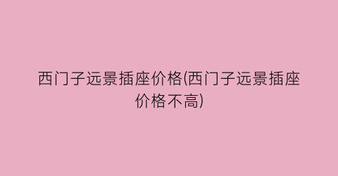 西门子远景插座价格(西门子远景插座价格不高)