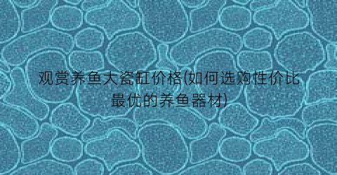 观赏养鱼大瓷缸价格(如何选购性价比最优的养鱼器材)