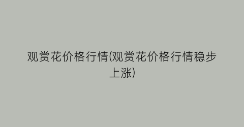 观赏花价格行情(观赏花价格行情稳步上涨)