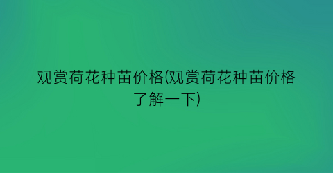 观赏荷花种苗价格(观赏荷花种苗价格了解一下)
