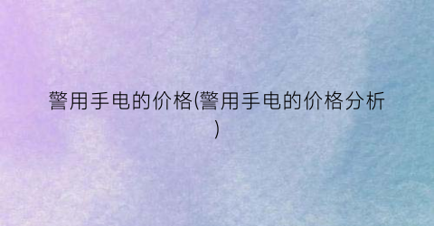 警用手电的价格(警用手电的价格分析)