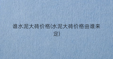 谁水泥大砖价格(水泥大砖价格由谁来定)