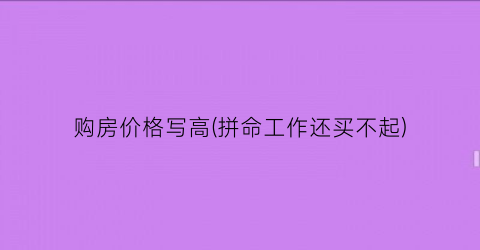 购房价格写高(拼命工作还买不起)