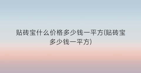 贴砖宝什么价格多少钱一平方(贴砖宝多少钱一平方)