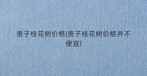 贵子桂花树价格(贵子桂花树价格并不便宜)